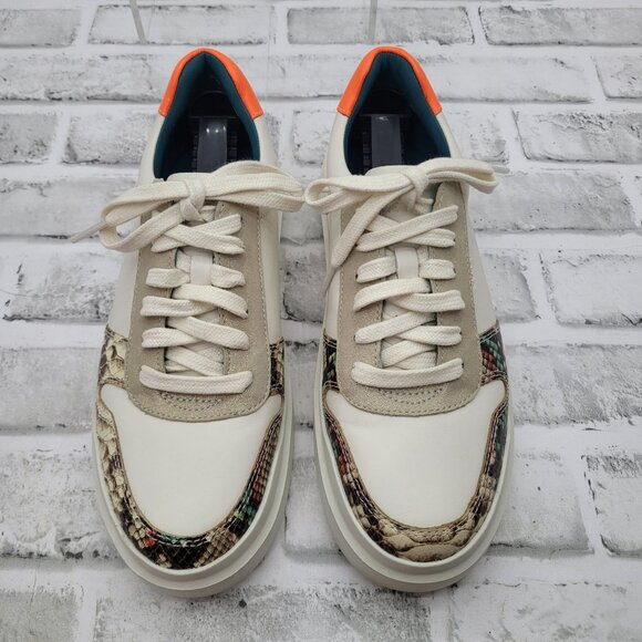 NWOB Cole Haan Grandseries Rally Court Sneakers Orange Snake Ivory Size 8 Womens - Picture 4 of 8